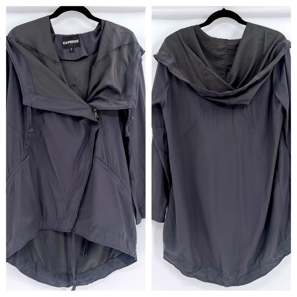 Express Gray Asymmetric Zip Lightweight Jacket size S oversized - Picture 1 of 7
